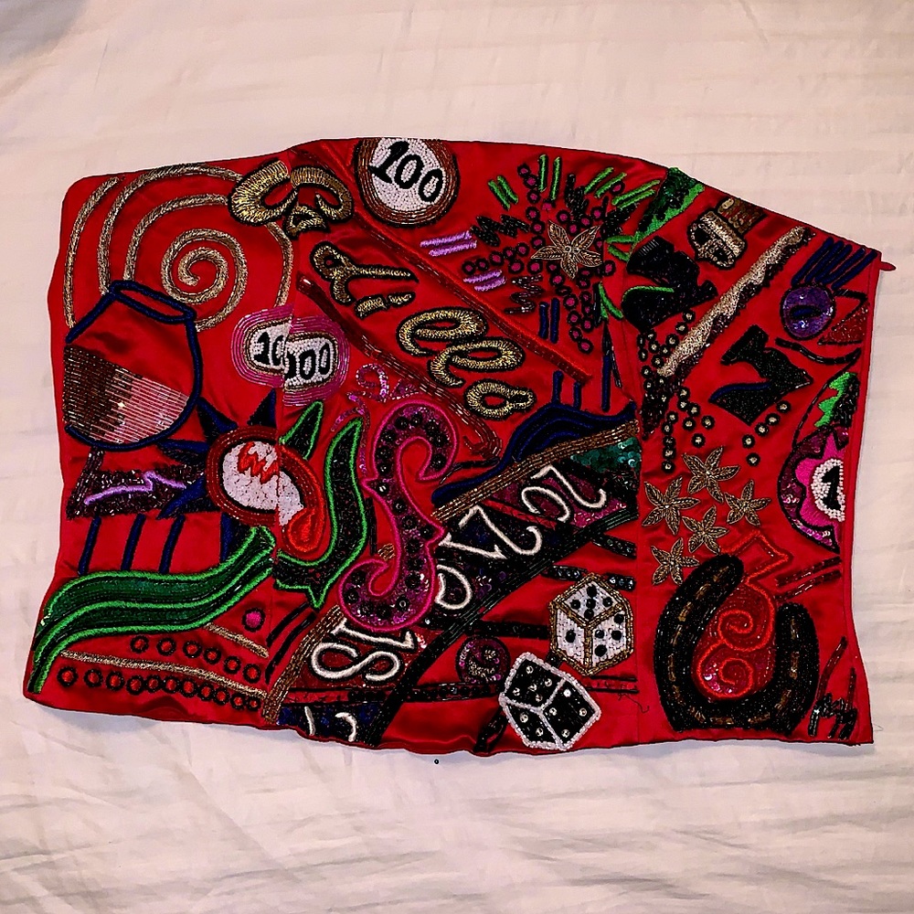 Casino silk sequin bustier tube top